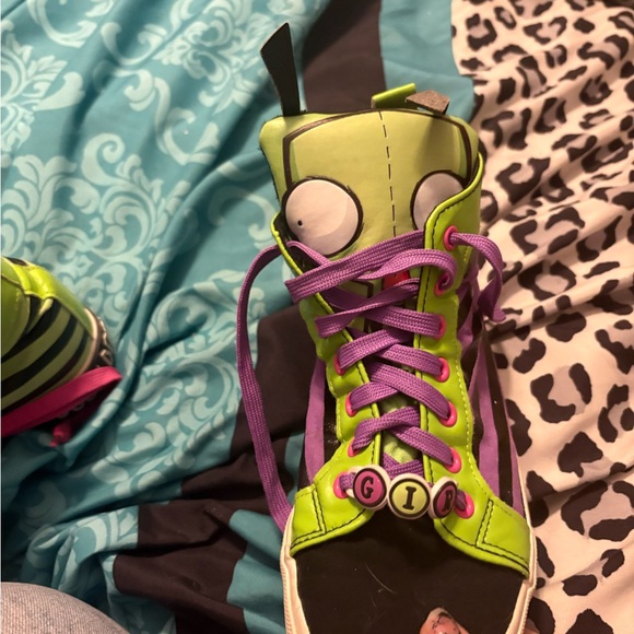 Hot Topic Lime Green and Lavender High-Top Sneakers - Picture 1 of 9